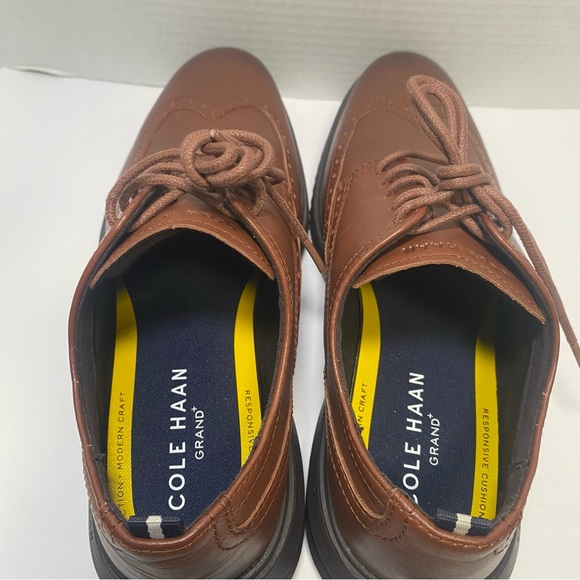 Cole Haan Grand + Leather Wingtip Oxford Brown Mens Shoes size 9.5 - Picture 7 of 11
